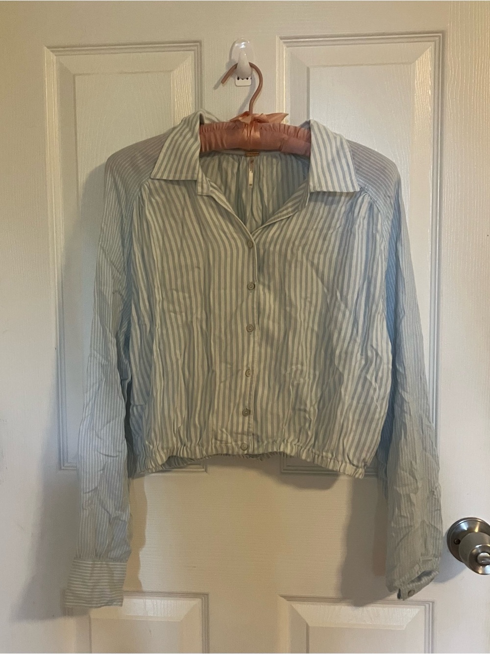 Free People Light Blue & White Striped Button-Down Shirt